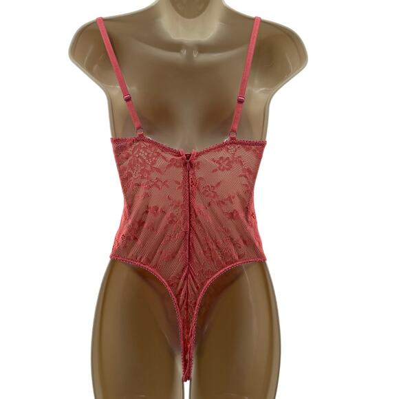 Victoria's Secret Tease Lace Demi Bodysuit Small Orange Pink - Picture 10 of 10